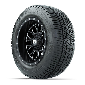 Set of (4) 12 in GTW® Helix Machined & Black Wheels with 215/50-R12 Fusion S/R Street Tires