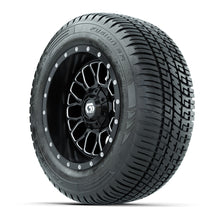 Set of (4) 12 in GTW Helix Machined & Black Wheels with 215/50-R12 Fusion S/R Street Tires