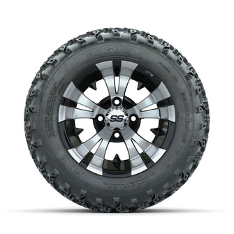 GTW Vampire Machined/Black 12 in Wheels with 22x11.00-12 Rogue All Terrain Tires  Full Set