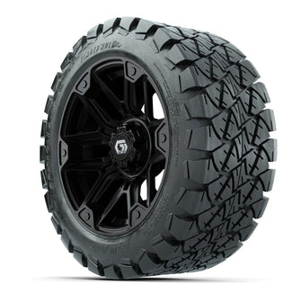 GTW® Graffiti Gloss Black 14 in Wheels with 22x10-14 Timberwolf All-Terrain Tires – Full Set