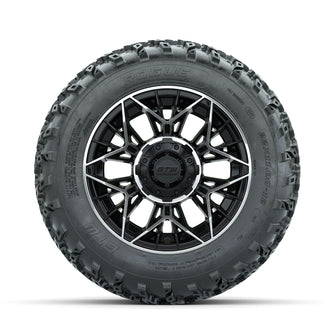 GTW Stellar Machined/Black 12 in Wheels with 22x11.00-12 Rogue All Terrain Tires  Full Set