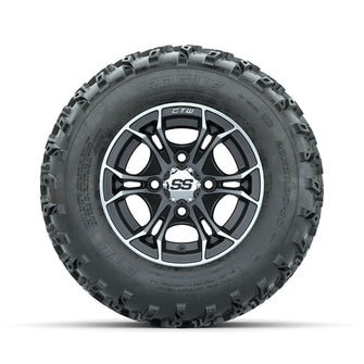 GTW Spyder Machined/Matte Grey 10 in Wheels with 20x10.00-10 Rogue All Terrain Tires  Full Set