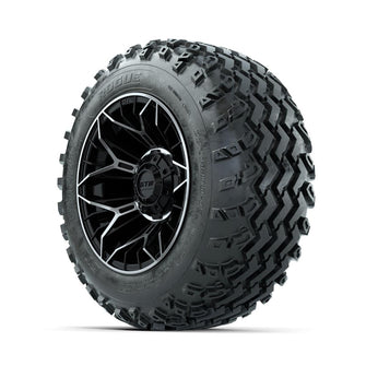 GTW Stellar Machined/Black 12 in Wheels with 22x11.00-12 Rogue All Terrain Tires – Full Set