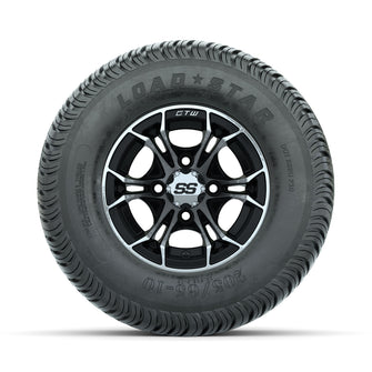 GTW Spyder Machined/Black 10 in Wheels with 205/65-10 Kenda Load Star Street Tires  Full Set