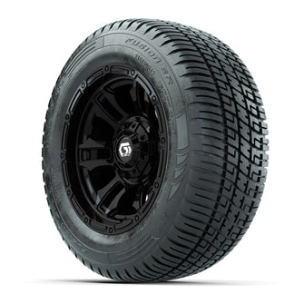 GTW Shogun Gloss Black 12 in Wheels with 215/50-R12 Fusion S/R Steel Belt Radial Tires  Full Set