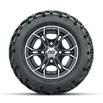 GTW Spyder Machined/Matte Grey 10 in Wheels with 18x9.50-10 Sahara Classic All Terrain Tires  Full Set