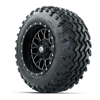 GTW Helix Machined/Black 12 in Wheels with 22x11.00-12 Rogue All Terrain Tires – Full Set