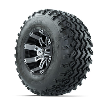 GTW Tempest Machined/Black 10 in Wheels with 22x11.00-10 Rogue All Terrain Tires  Full Set