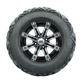 12ù GTW Tempest Black and Machined Wheels with 23ù Barrage Mud Tires  Set of 4