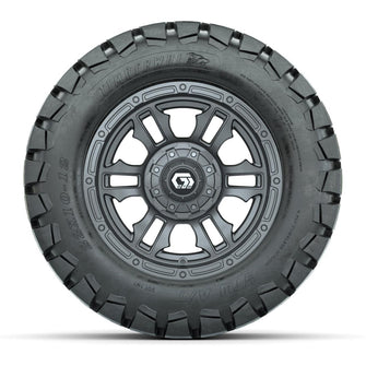 GTW® Shogun Gunmetal 12 in Wheels with 22x10-12 Timberwolf All-Terrain Tires – Full Set