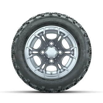 GTW Spyder Silver 10 in Wheels with 18x9.50-10 Rogue All Terrain Tires  Full Set