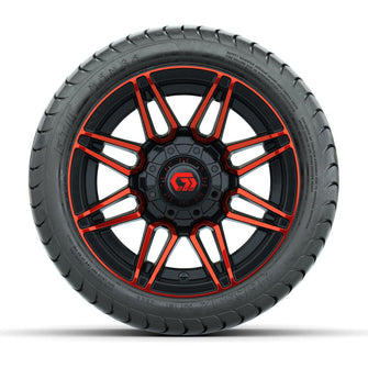 GTW® Stealth Black/Red 12 in Wheels with 215/35-12 Mamba Street Tires – Full Set