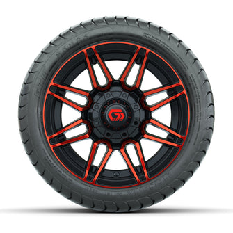 GTW Stealth Black/Red 12 in Wheels with 215/35-12 Mamba Street Tires  Full Set