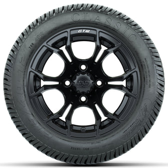 GTW Spyder Matte Black 12 in Wheels with 215/40-12 Excel Classic Street Tires  Full Set