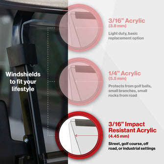 RedDot EZGO RXV Clear Folding Impact Modified Windshield with Rubber Trim (Years 2024-Up)