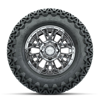 Set of (4) 12 in GTW Stellar Chrome Wheels with 23x10.5-12 Predator All-Terrain Tires