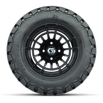 GTW Boost Gloss Black 12 in Wheels with 22x10-12 Timberwolf All-Terrain Tires  Full Set