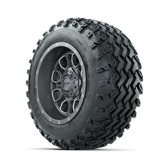 GTW Volt Gunmetal/Machined 12 in Wheels with 22x11.00-12 Rogue All Terrain Tires  Full Set