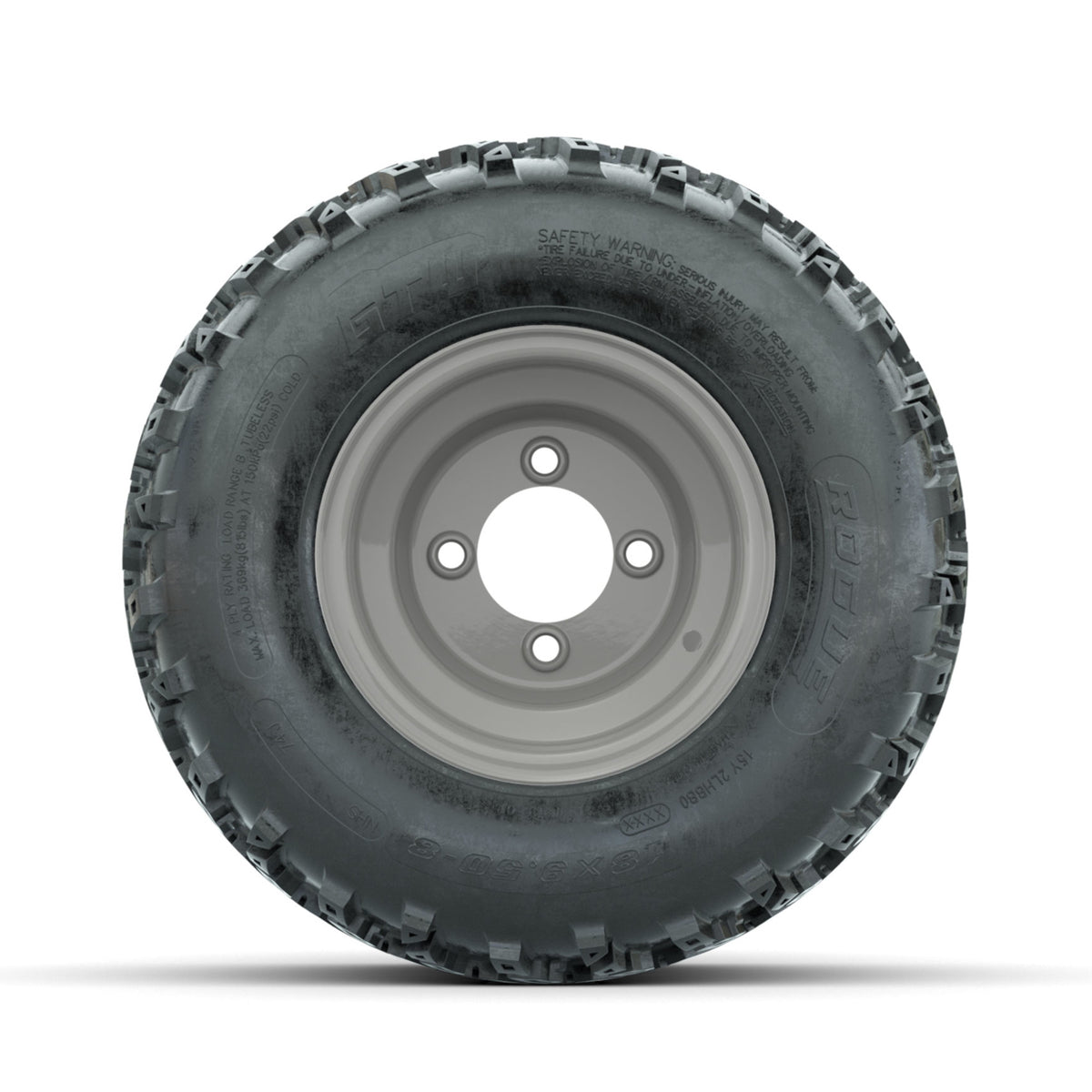 GTW Steel Club Car Grey Centered 8 in Wheels with 18x9.50-8 Rogue All Terrain Tires  Full Set