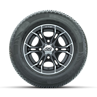 GTW Spyder Machined/Matte Grey 10 in Wheels with 205/50-10 Fusion SR Steel Belted Radial Tires  Full Set