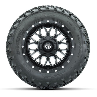 GTW Helix Machined/Black 12 in Wheels with 22x11.00-12 Rogue All Terrain Tires – Full Set