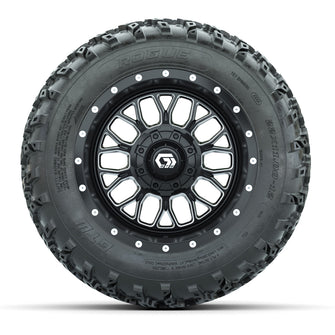 GTW Helix Machined/Black 12 in Wheels with 22x11.00-12 Rogue All Terrain Tires  Full Set