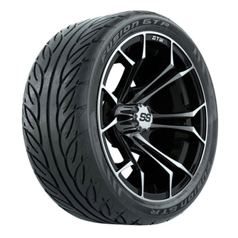 GTW Spyder Machined/Black 14 in Wheels with 205/40-14 Fusion GTR Steel Belted Tires  Full Set