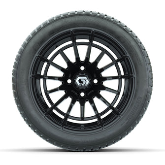 GTW Boost Gloss Black 14 in Wheels with 205/30-14 Fusion Street Tires  Full Set