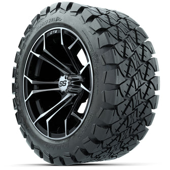 GTW Spyder Machined/Black 14 in Wheels with 22x10-14 GTW Timberwolf All-Terrain Tires  Full Set