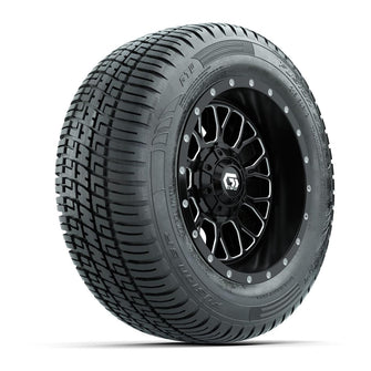 Set of (4) 12 in GTW® Helix Machined & Black Wheels with 215/50-R12 Fusion S/R Street Tires