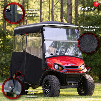 RedDot EZGO Express S4 Elite with 80” Non Modular Top Beige 3-Sided Track Style Vinyl Enclosure (Years 2023-Up)