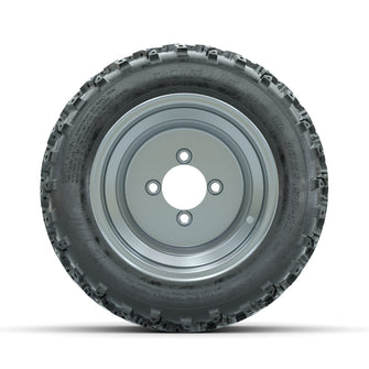 GTW Steel Silver 3:5 Offset 10 in Wheels with 18x9.50-10 Rogue All Terrain Tires  Full Set