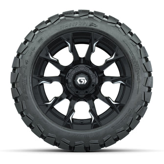 GTW Diablo Gloss Black/Machined 14 in Wheels with 22x10-14 Timberwolf All-Terrain Tires  Full Set