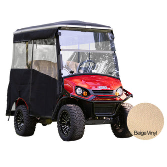 RedDot EZGO Express S4 Elite with 80ù Non Modular Top Beige 3-Sided Track Style Vinyl Enclosure (Years 2023-Up)