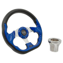 2004-Up Club Car Precedent - GTW Blue Racer Steering Wheel with Chrome Adapter Kit