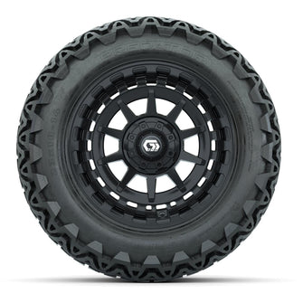 GTW® Barricade Gloss Black 14 in Wheels with 23x10-14 Predator All-Terrain Tires – Full Set