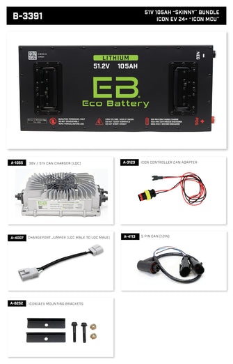 ICON EV 2024-Up Eco Lithium 51v 105Ah "ICON MCU" Battery Bundle - Skinny