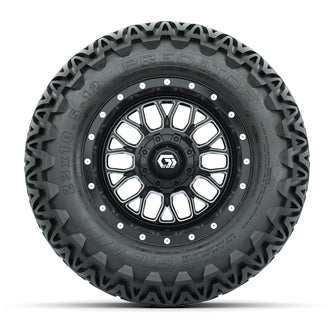 Set of (4) 12 in GTW Helix Machined & Black Wheels with 23x10.5-12 Predator All-Terrain Tires