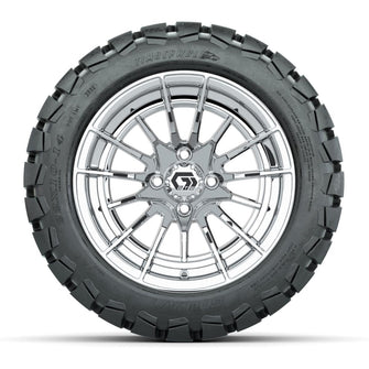 GTW® Boost Chrome 14 in Wheels with 22x10-14 Timberwolf All-Terrain Tires – Full Set