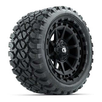 GTW® Barricade Gloss Black 15 in Wheels with 23x10-R15 Nomad Steel Belted Radial All-Terrain Tires – Full Set