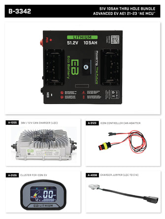 Advanced EV1 2021-2023 Eco Lithium 51v 105Ah "AE MCU" Battery Bundle - Thru Hole