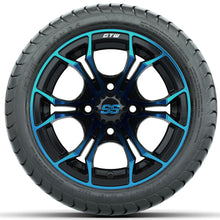 GTW Spyder Blue/Black 12 in Wheels with 215/35-12 GTW Mamba Street Tires  Full Set