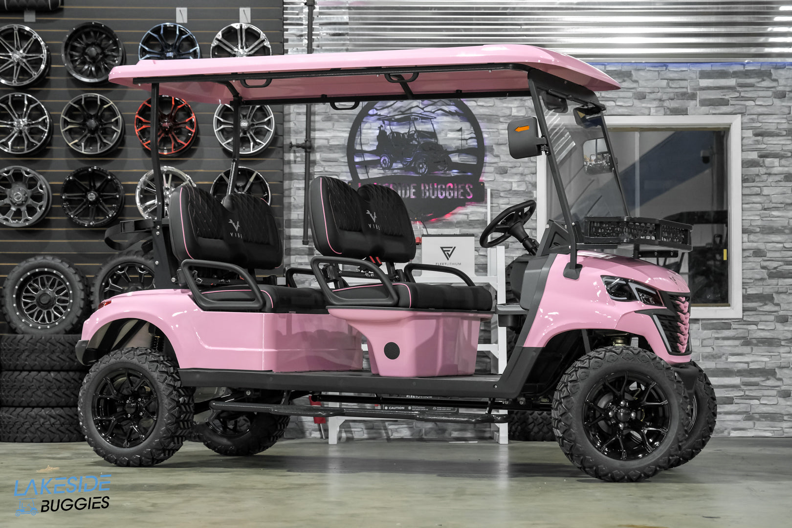 2025 VIBE EV - EV4F  Awareness Pink 4 Forward Passenger Street Legal Golf Cart -  Vibe EV at LakesideBuggies.com