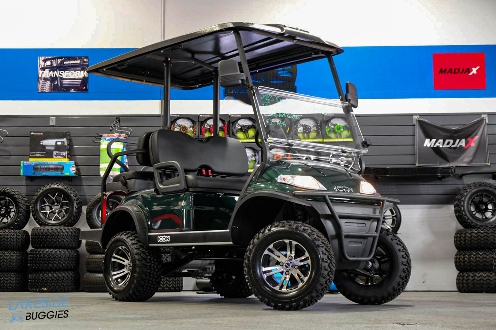 2024  Icon EV  ECO 40L  Forest Green  Lifted  4 Passenger Golf Cart PN# LT-A0157874 -  Icon EV at LakesideBuggies.com