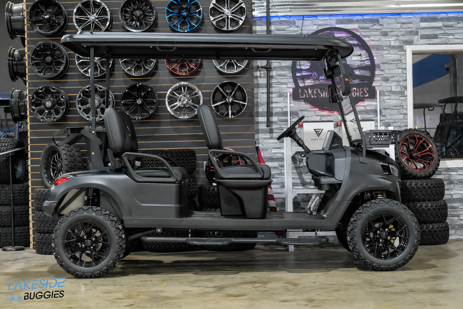 2025 VIBE EV - EV4F  Matte Black 4 Forward Passenger Street Legal Golf Cart -  Vibe EV at LakesideBuggies.com