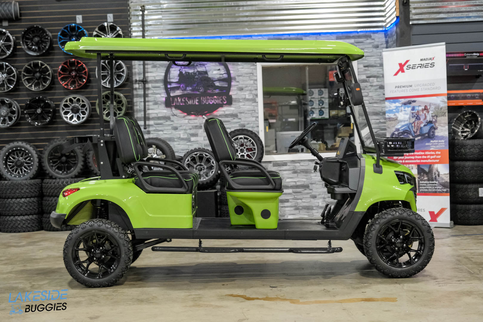2025 VIBE EV - EV4  Lime Green 4 Forward Passenger Street Legal Golf Cart -  Vibe EV at LakesideBuggies.com