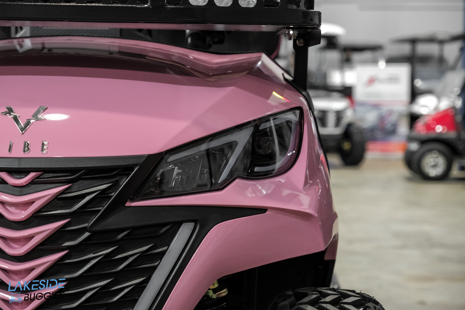 2025 VIBE EV - EV4F  Awareness Pink 4 Forward Passenger Street Legal Golf Cart -  Vibe EV at LakesideBuggies.com