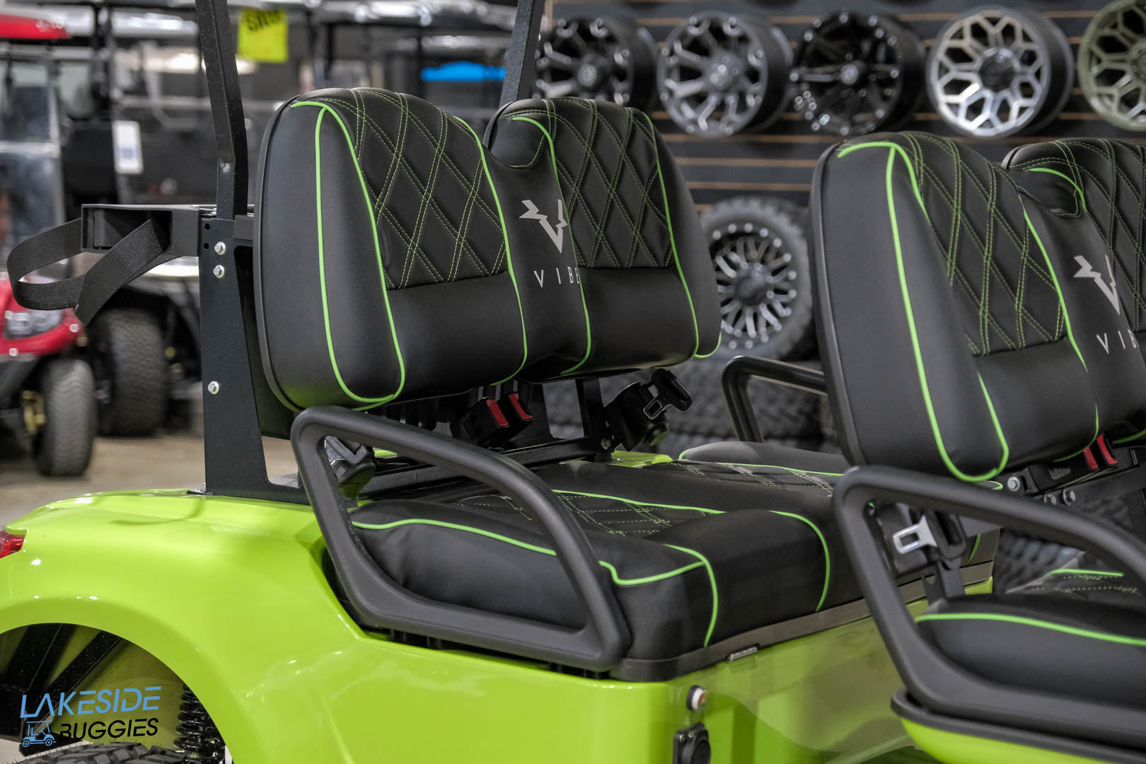 2025 VIBE EV - EV4  Lime Green 4 Forward Passenger Street Legal Golf Cart -  Vibe EV at LakesideBuggies.com