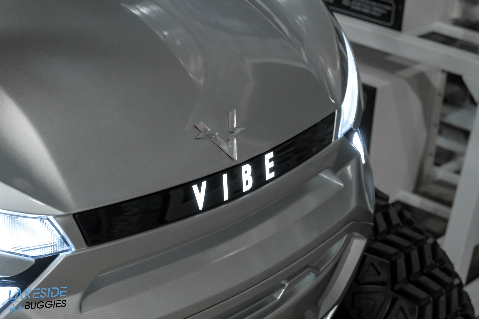 2025 VIBE EV - FLEX 4F  Blade Silver 4 Forward Passenger Street Legal Golf Cart -  Vibe EV at LakesideBuggies.com