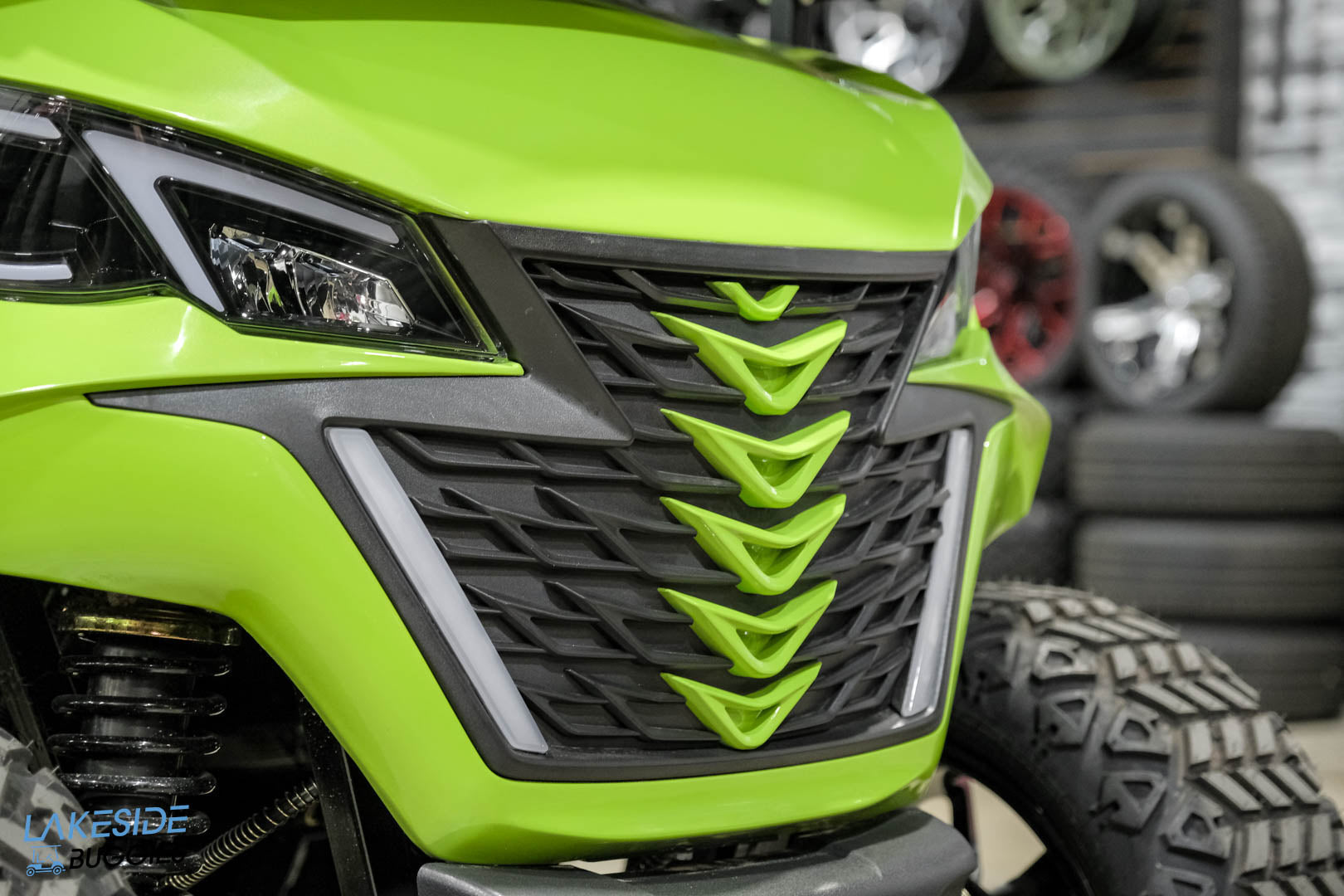 2025 VIBE EV - EV4  Lime Green 4 Forward Passenger Street Legal Golf Cart -  Vibe EV at LakesideBuggies.com